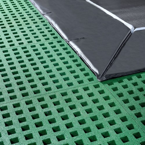 EXIT Dynamic ground level trampoline 244x427cm with Freezone safety tiles - black