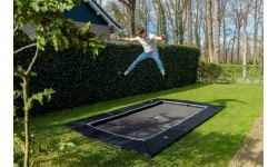 EXIT Dynamic ground level trampoline 244x427cm with Freezone safety tiles - black