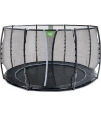 EXIT Dynamic ground level trampoline ø366cm with safety net - black