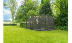 EXIT Dynamic ground level trampoline 275x458cm with safety net - black