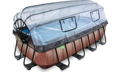 Бассейн EXIT Wood 400x200x100 см с куполом, песочным фильтром и тепловым насосом, коричневый
