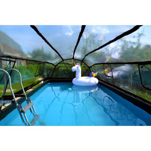 EXIT Wood pool 540x250x100cm with dome and sand filter and heat pump - brown