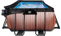 Бассейн EXIT Wood 540x250x122 см с куполом, песочным фильтром и тепловым насосом, коричневый