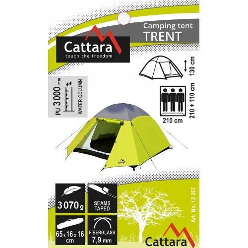 Divslāņu telts Cattara Trent, 210x110x210 cm, 3 personām