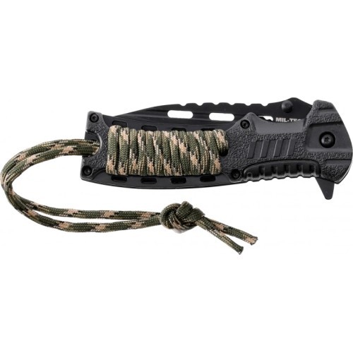 CAMO ONE HAND KNIFE PARACORD W.FIRE STARTER