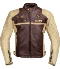 Men’s Leather Motorcycle Jacket W-TEC Retro - Black-Brown-Beige