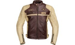 Men’s Leather Motorcycle Jacket W-TEC Retro - Black-Brown-Beige