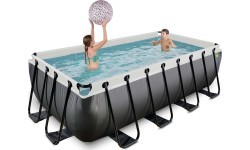 EXIT Black Leather pool 400x200x100cm with filter pump - black