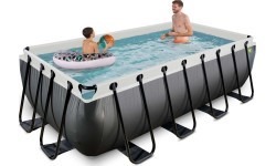 EXIT Black Leather pool 400x200x100cm with filter pump - black