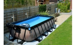 EXIT Black Leather pool 400x200x100cm with filter pump - black