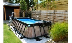 EXIT Black Leather pool 400x200x100cm with filter pump - black
