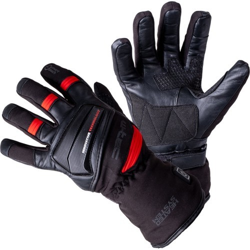 Heated Motorcycle/Cycling Gloves W-TEC HEATamo - Black/Red