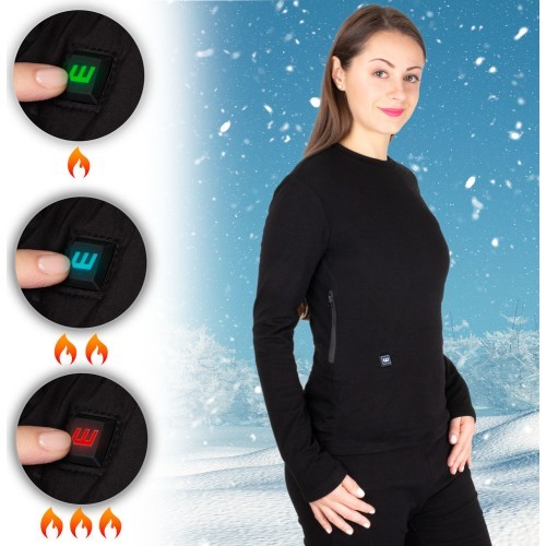 Женская футболка с подогревом W-TEC Insulong Lady - Чёрный