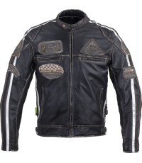 Men’s Leather Motorcycle Jacket W-TEC Sheawen Vintage - Black