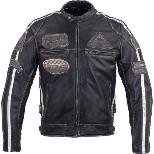 Men’s Leather Motorcycle Jacket W-TEC Sheawen Vintage - Black