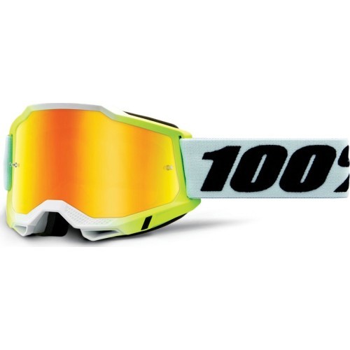 Motokrosa brilles 100% Accuri 2 Mirror - Dunder bílo-zelená, zrcadlové plexi