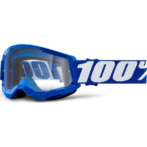 Children’s Motocross Goggles 100% Strata 2 Youth - Blue, Clear Plexi