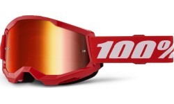 Motocross Goggles 100% Strata 2 New Mirror - Red, red plexi