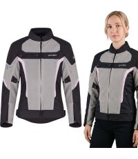Sieviešu vasaras motocikla jaka W-TEC Mirelia - Melns-pelēks-rozā