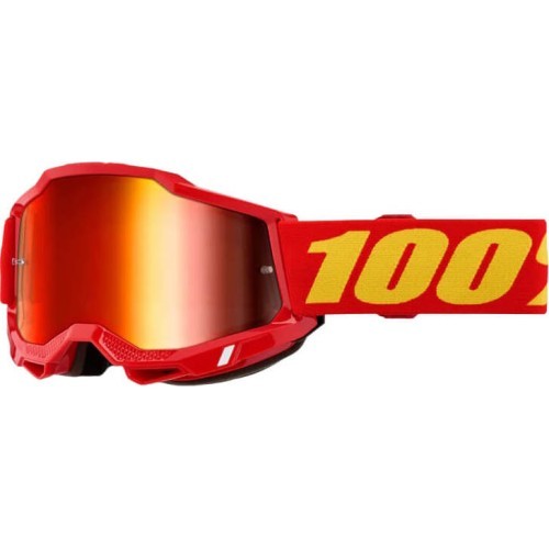 Children’s Motocross Goggles 100% Accuri 2 Junior Mirror - červená, červené plexi