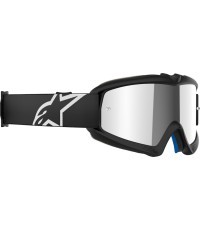 Bērnu motokrosa brilles Alpinestars Vision Mirror Youth - Corp melna, spoguļa sudraba plexi