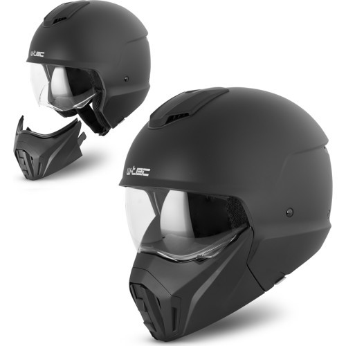 Modulārā motociklista ķivere W-TEC Satalone - Melna matēta