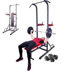 Cement Plate-Loaded Dumbbell Set w/ Dip Station inSPORTline CEM 180 + 40 cm/30 mm 80 kg