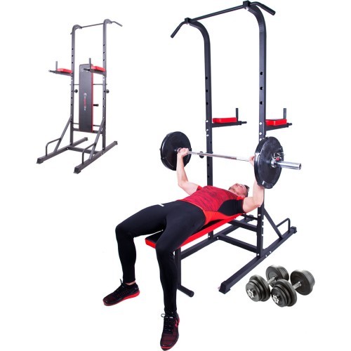 Cement Plate-Loaded Dumbbell Set w/ Dip Station inSPORTline CEM 180 + 40 cm/30 mm 80 kg