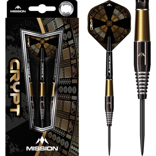 Darts Mission Crypt Black & Gold PVD M2 90% Steel – 3-Pack