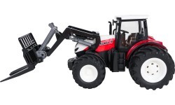 Tālvadības traktors ar piekabi, sarkans