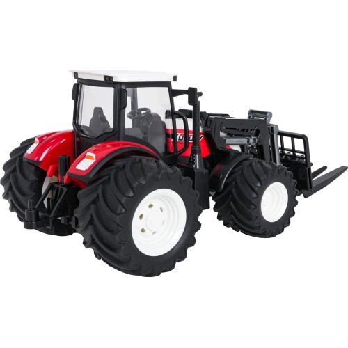 Tālvadības traktors ar piekabi, sarkans