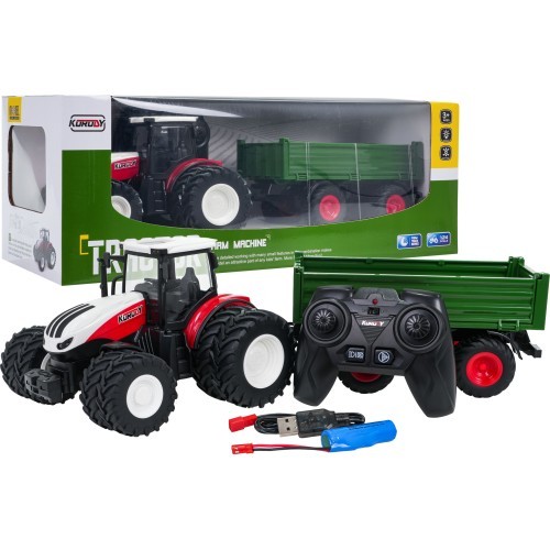 Red R/C Tractor With Green Semi-trailer