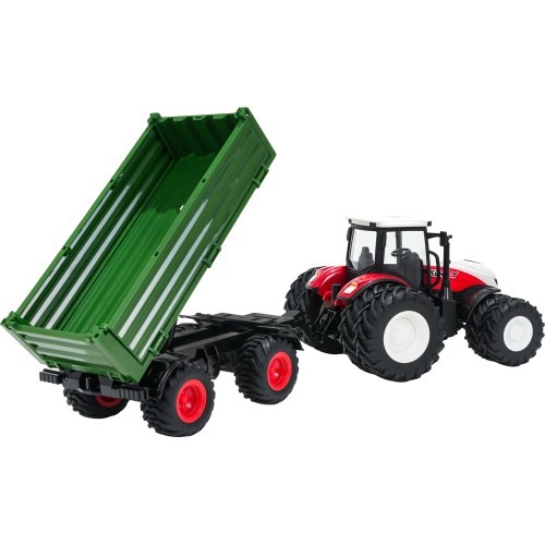 Red R/C Tractor With Green Semi-trailer