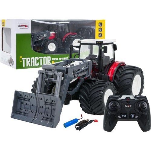 Tālvadības traktors ar buldozeru R/C 1:24, sarkans