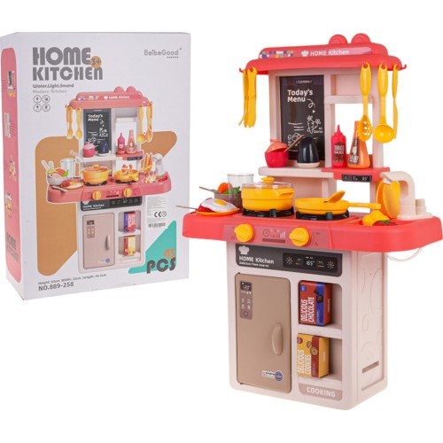 Kitchen Kitchenette with Light Function 43 pieces. Pink