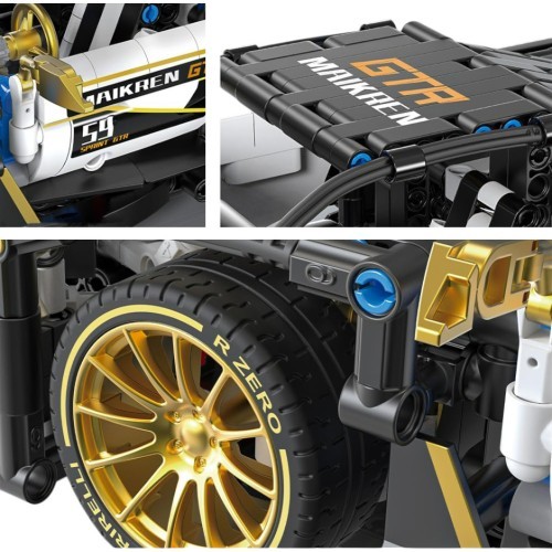 Konstruktors sporta automašīna, balts/melns, 1242 detaļas