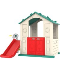 3in1 Garden House for Children Green Roof + Slide + Basketball