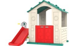 3in1 Garden House for Children Green Roof + Slide + Basketball