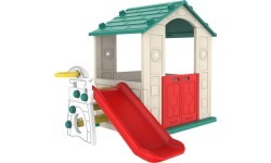 3in1 Garden House for Children Green Roof + Slide + Basketball
