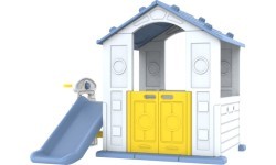 3in1 Garden House for Children Blue Roof + Slide + Basketball
