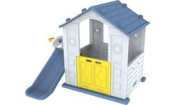 3in1 Garden House for Children Blue Roof + Slide + Basketball