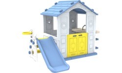 House With Slide And Sink Blue Roof