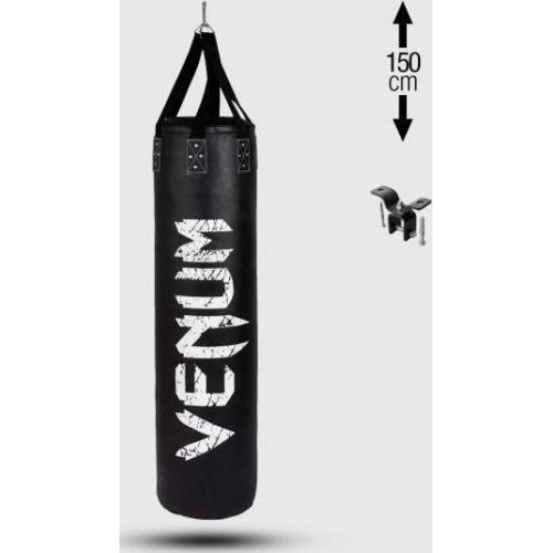 Venum Challenger Heavy bag + Ceiling Hook - Black/White - Filled - 150cm