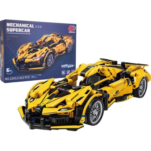 Konstruktors sporta automašīna, dzeltens, 422 detaļas