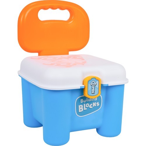 Mīksto klucīšu komplekts ar krēslu mantu glabāšanai, zils