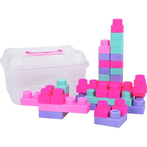 Soft Blocks Set 32 ​​pcs. Pink + Suitcase