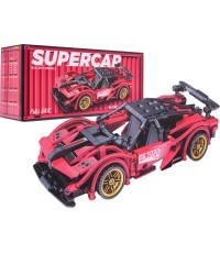 Sporta automašīnas konstruktors, sarkans, 482 detaļas