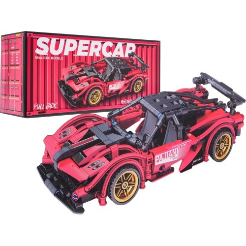 Sporta automašīnas konstruktors, sarkans, 482 detaļas