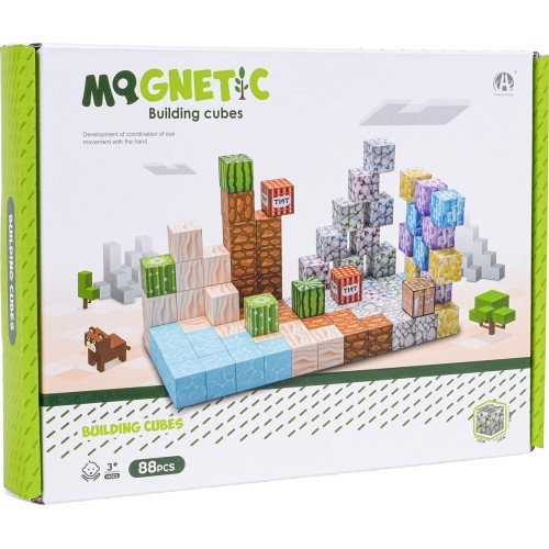 Set of Magnetic Cubes, Blocks, 88 pcs.