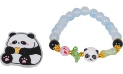 Pandas rotaslietu komplekts ar zilu rokassprādzi